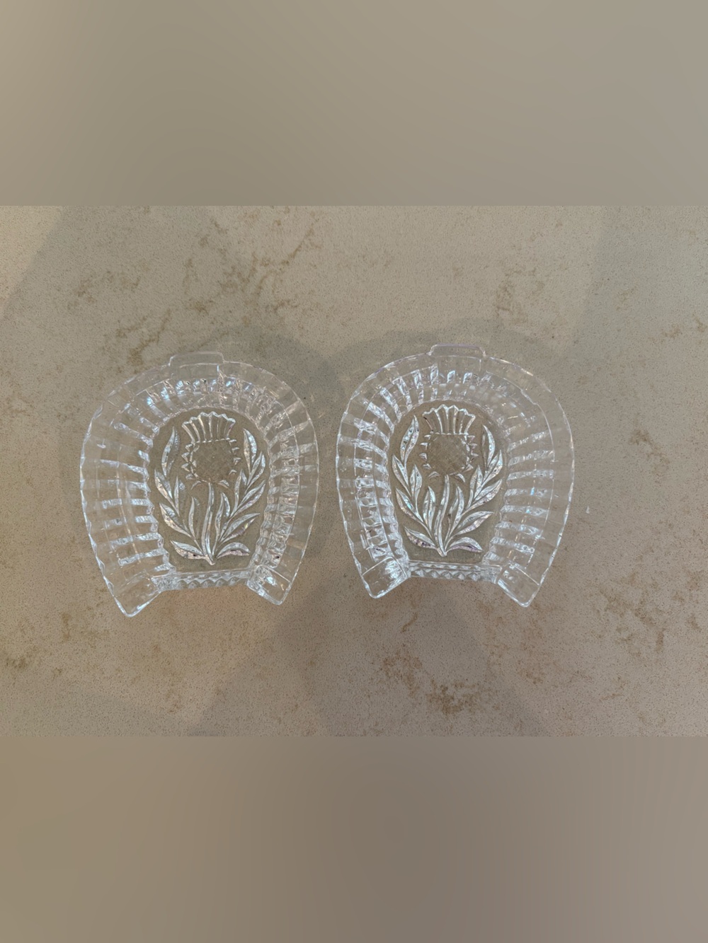 Vintage Crystal Glass Vanity  Pin Dishes